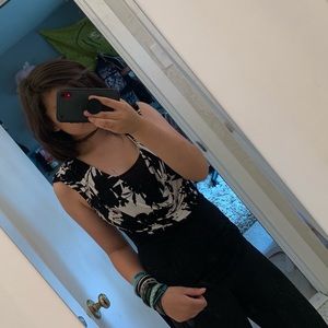 white house black market tank top black flower